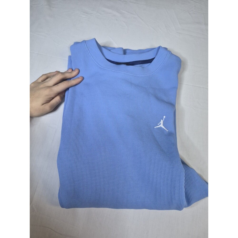 Air Jordan Waffle Knit Shirt Mens Size 2XL Light Blue Pullover Y2K Grail Nike - Picture 13 of 13